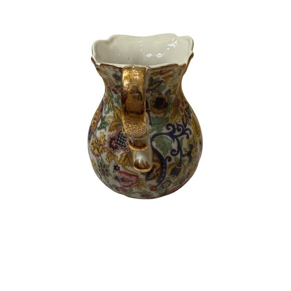 Lefton Vintage Porcelain Floral Pitcher & Basin With Gold Accents - Picture 5 of 11